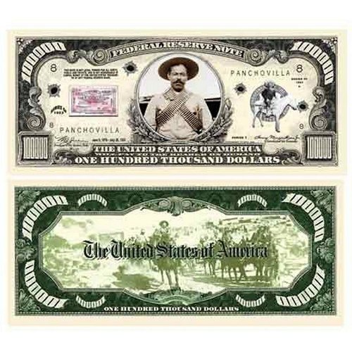 10 Pancho Villa Collectible Bills with Bonus “Thanks a Million” Gift Card Set