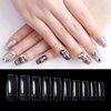Vodisa Clear Nail Tips 500pcs French Acrylic Half Cover Fake Nails with Storage Case 10 Sizes Long False Nail for Lady Nail Salons and Home DIY Nail Art(Half Cover)