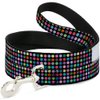 Dog Leash Mini Polka Dots Black Multi Color 4 Feet Long 1.0 Inch Wide