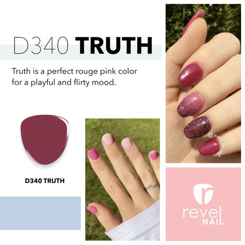 Revel Nail Dip Powder - Berry Pink Dipping Powder, Long-Lasting Dip Nail Color, Chip & Crack Resistant, No UV Lamp, DIY Manicure For Strong Healthy Nails, Truth