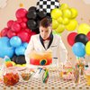Race Car Balloons Arch Garland Kit, Red Yellow Blue Black Checkered Foil Balloon ，Racing Car Theme Birthday Party Decorations Cars Balloon Arch Kit 5 10 18 Inch