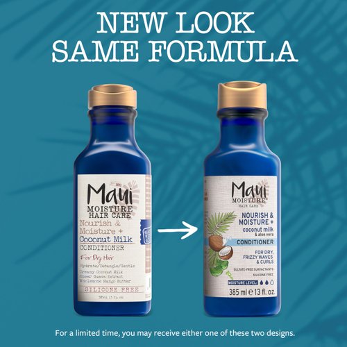 Maui Moisture Nourish & Moisture + Coconut Milk Conditioner to Hydrate and Detangle Curly Hair, Lightweight Daily Moisturizing Conditioner, Vegan, Silicone & Paraben-Free, 13 fl oz