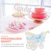 STOBOK Wicker Stroller Decoration Rattan Baby Shower Bassinet Baby Doll Stroller Woven Flower Basket Baby Shower Centerpiece Stroller for Baby Shower - blue