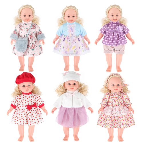 deAO 6 Sets 14Inch Baby Doll Clothes Outfits Dress Headbands Accessories Fit 41cm 14“ Doll,Christmas Birthday Gift for Girls