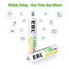 EBL 20 Pack 1500 Cycle 1100mAh AAA Ni-MH Rechargeable Batteries AAA (Typical 1100mAh, Minimum 1000mAh)