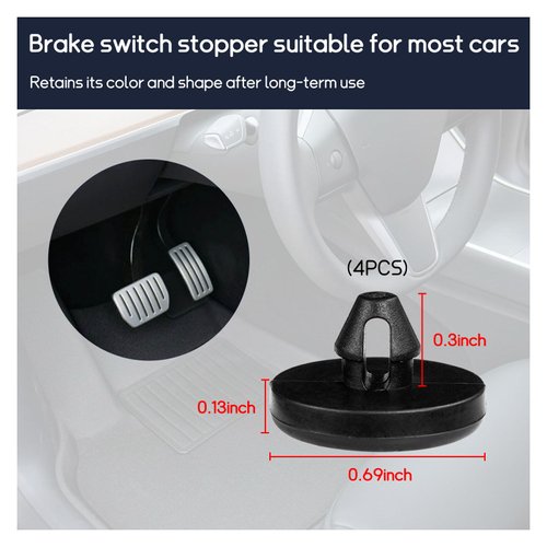 Dickno 4 PCS Brake Switch Stopper, Rubber Automotive Clutch Pedal Stopper, Car Brake Light Switch Stopper Pad, Universal Vehicle Interior Accessories Compatible with 90541-06036 (4 PCS)