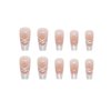 Gentle Claws Press On Nails | Shiny White Tip Pearl Nude Nails, Medium Coffin Squared French Tip Press On Nails for Women and Girls, 24 Pcs Reusable White Nude Fake Nails (Ballet)