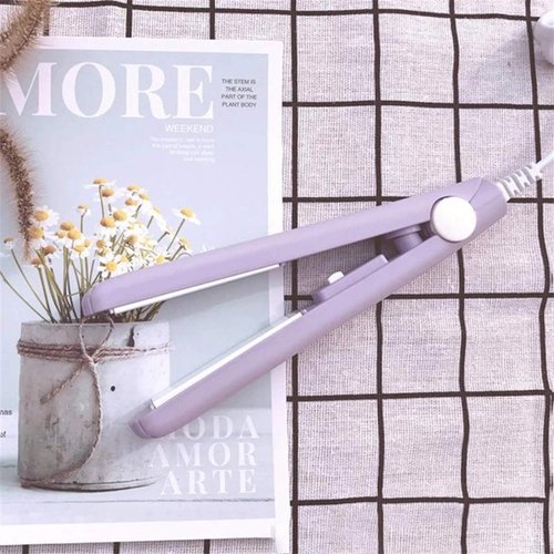 2024 New Purple 2-in-1 Curling Iron: Mini Ceramic Straightener and 1/2 Inch Barrel Curler for Short, Fine Hair