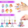 90 PCS Mermaid Party Favors for Girls Mermaid Birthday Supplies Bracelets Stampers Necklaces Rings Keychains Tattoo Stickers Post-it Notes Goodie Bags for Mermaid Birthday Party Supplies (Mermaid)