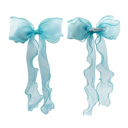 2PCS Bow Colorful Ribbon Hair Clips Braided Hair Ribbon Ponytail Holders Decorative Hair Accessories for Women and Girls Ice Princess Blue