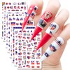 8 Sheets 4th of July Nail Art Stickers Decals Red White Blue Designs USA Independence Day Patriotic Nail Stickers 3D Self-Adhesive American Flag Flame Heart Star Nail Decals Supplies for Women