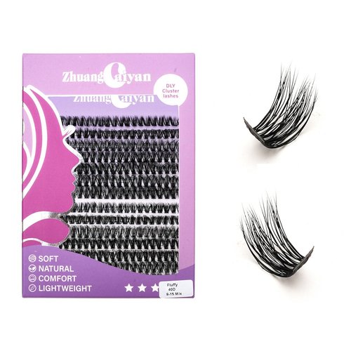 LASGOOS DIY Lash Extension Kit Volume Lash Clusters 40D D Curl Individual Lashes Lash Clusters Kit Thick Eyelash Extension Kit 280 pcs Thin Band Cluster Lashes 9-15mm Mix Bulk Pack Wholesale