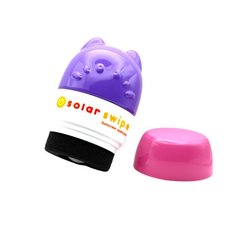 Solar Swipe Sunscreen Applicator for Kids and Adults, Portable, Washable, Easy on the Go Sunscreen Application for Any Age and Skin (Purple Pink)