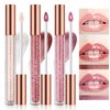 LANGMANNI Hyaluronic Acid Lip Gloss Set(3Pcs),Shimmer & Long Lasting Smooth Texture Gloss For Lips Plumping,Moisturizing And Brightening. 0.1oz/pc (#1+#2+#3)