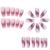 ANDGING Pink Press on Nails Coffin Short Ombre Fake Nails with Glue Acrylic Gold Curved Glue on Nails with Designs Classy Gel Manicure Glitter False Nail for Women Girls Stick ons Nails for Wedding