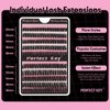 Perfect Key 200 Clusters Natural Look Eyelash Extensions Wispy Lash Clusters D Curl Cluster Lash Extensions 10-18mm (100D-200 Black)