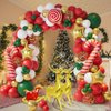 AobkDeco 138PCS Christmas Balloon Garland Arch Kit With Red Green Gold White Balloons Candy Balloons Sequin Balloons Gold Star Balloons Moose Sleigh Balloon for Christmas Party Decorations Supplies