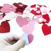 QINGQIU Valentines Day Crafts Set with 100 Heart Doilies, 4 Bags Foam Heart Stickers for Valentines Day Decor Kids Decoration Gifts Party Supplies