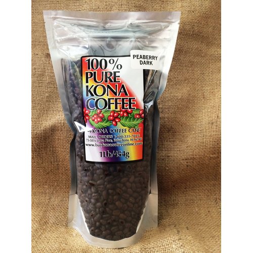 100% Kona Peaberry Dark Roast Whole Bean Coffee - 1 Pound