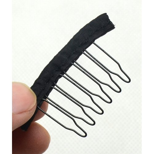 Jozlynn 12 pcs Wig Combs for Making Wig,6 Teeth Wig Clips Stell Tooth For Hairpiece Caps DIY (12 pcs, Black)