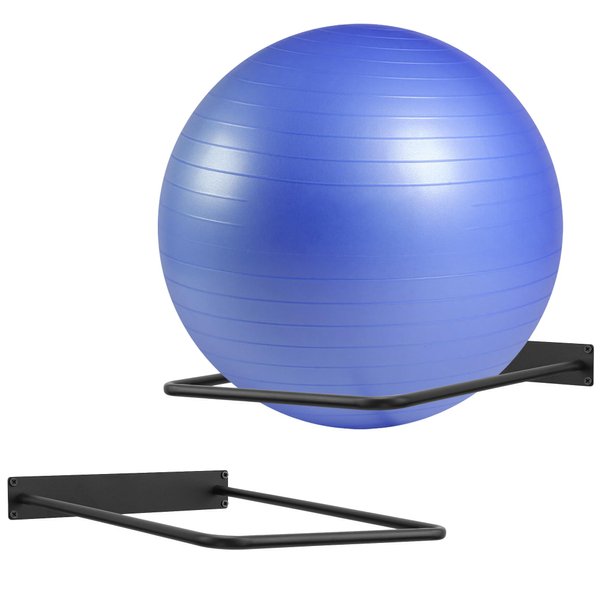XIAOPEIZHI Black Exercise Ball Holder,Ball Holder Wall Mount Exercise Ball Storage for Home and Yoga Studios or Commercial Gyms,Acts as a Yoga Ball Holder. Set of 2.