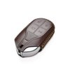 Vitodeco Genuine Leather Keyless Smart Key Fob Case Cover Compatible with Maserati Ghibli, Levante, Quattroporte (Light Button, Brown)