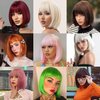 YBYMCAI Yellow Bob Wig With Bangs Short Yellow Bob Wigs For Women Straight Bob Bangs Wig 10 Inch Natural Looking For Daily Party Use