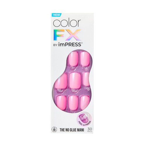 KISS imPRESS No Glue Mani Press-On Nails, Color FX, Late Night', Light Pink, Short Size, Squoval Shape, Includes 30 Nails, Prep Pad, Instructions Sheet, 1 Manicure Stick, 1 Mini File