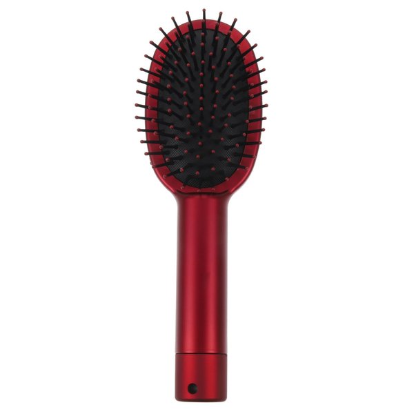 Hide A Key Mini Travel Brush with Secret Compartment for Cash, Keys, Jewelry - Red Hairbrush