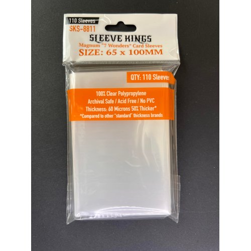 Sleeve Kings Magnum 7 Wonders Card Sleeves (65x100mm) - 110 Pack, 60 Microns