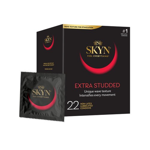SKYN Extra Studded, 22 Count, Lubricated Latex-Free Condoms, Unique Texture Intensifies Every Moment​