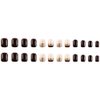 Brown French Tip Press on Nails Short Square Glitter Brown Fake Nails Short Brown False Nails with Designs Gold Nail Tips Nude False Nails Glitter French Tip Short Artificial Nails for Women and Girls