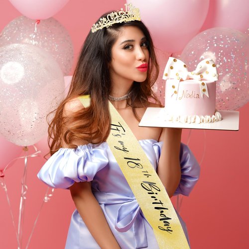 CIEHER 18th Birthday Crown and Sash + Pearl Pin Set, Gold 18th Birthday Decorations for Girls 18th Birthday Gifts 18th Birthday Sash and Tiara