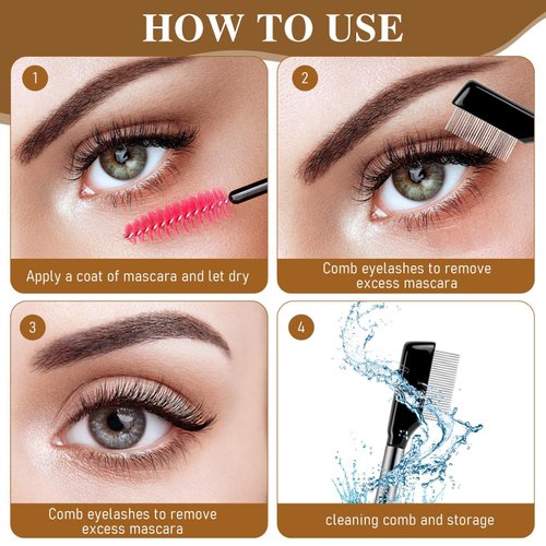 Metal Eyelash Comb,2 Pack Metal Eyelash Brush Eyelash Separator Tool Eyebrow Brush Grooming Eyelash Separator Grooming Brushes with Metal Teeth Eye Makeup Brush Tool for Women