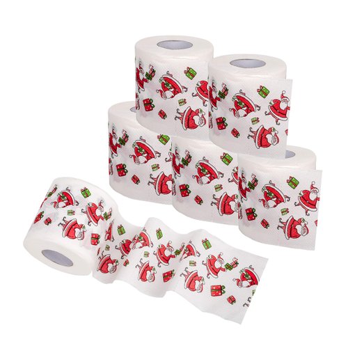 SummitLink 6 Rolls of Merry Christmas Toilet Paper Tissue Napkin Prank Fun Birthday Party Novelty Gift Idea