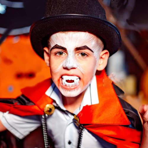 Fake Blood + Vampire Teeth Halloween Makeup Set, 1 OZ Washable Bright Fake Blood, Halloween White Teeth Fangs Teeth for Halloween Cosplay Party Favors