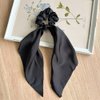 Champagne Silk Hair Scarf with Ribbon Bow Scrunchies for Women Girls, Bow Scrunchies for Hair, Ribbon Hair Ties with Bow, Chiffon Hair Ribbon Long Hair Bands Ties Ponytail Holder