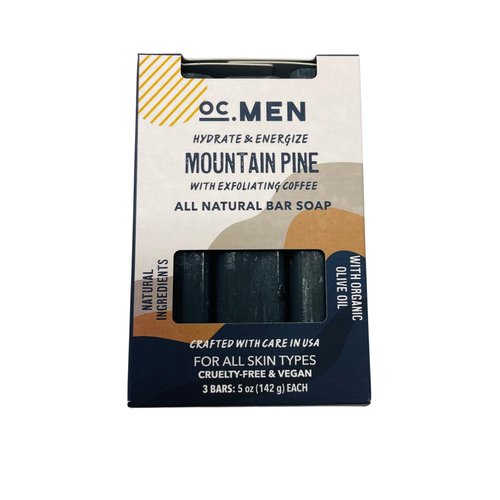 OC MEN Bar Soap - Cruelty Free Soap - Vegan Soap - Made in USA - Gift Set of 3 Organic Coffee Bar Soaps with Olive Oil - For Men and Women