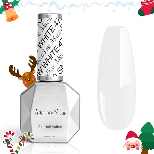 MelodySusie Thick White Gel Nail Polish,15ML Snow White Color Soak Off UV LED White Gel Polish Ch...