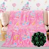 BORORO Glow in The Dark Blanket Castle Pink Blanket Birthday Gifts for Toddler Kids Girls Blankets