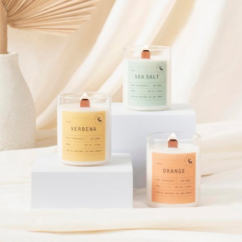 MONDAY MOOSE Scented Candle Gift Set, 5.64oz Each, 3-Pack All-Natural Soy Wax Candle Set with Essential Oils for Home, Mom, Women, Birthday Gift (Verbena+Orange+Sea Salt, Small Jar)