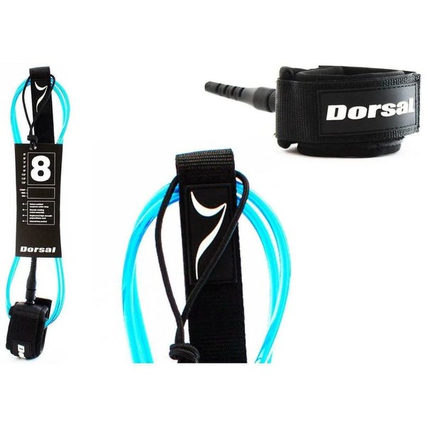 DORSAL Surf Leash for Surfboard Longboard SUP Leg Rope 8' Blue
