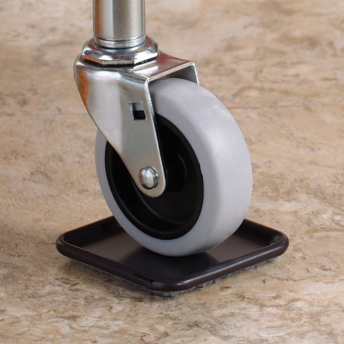 SoftTouch 2 1/2" Square Reusable Carpet Bottom Furniture Caster Cups to Protect Hardwood, Tile or Laminate Floors, Brown/Gray (4 Pack)