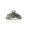 Silver metal gray crystal and silver pearl hair claw clip