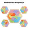 Skrtuan Wooden Hexagon Puzzle for Kid Adults Wooden Blocks Puzzle Brain Teasers Toy Shape Pattern Blocks Tangram Puzzles Games Family Portable Montessori Educational Gift for All Ages Children