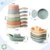 AMCHSURI Bath Toys Floating Boats with Bathing Spoon, 11 PCS Bathtub Mold Free Bath Toy for Babies Water Table Toys Toddler Christmas Birthday Gift for Preschool Boys/Girls