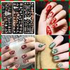 JUNEBRUSHS 10Pcs Christmas Nail Stamping Plates, 6Pcs Nail Art Templates 2 Nail Stamper 2 Scraper with Snowflakes Snowman Santa Xmas Tree Ball Elk Nail Stencils Image Plates Tools(Christmas Style)