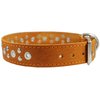 Genuine Leather Studded Dog Collar 22"x1.4" Tan Fits 14.5"-18" Neck