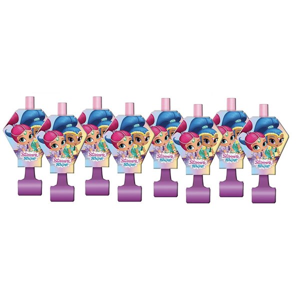 Shimmer and Shine Birthday Party Supplies Bundle includes 16 Party Blowouts and 1 Dinosaur Sticker Sheet