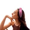 Doneace Sequin Knotted Headbands for Girls Women Pink Sparkly HairBands Fashion Glitter Wide Top Knot Headband for Sport Cute Hair Accessories Birthday Gifts 1Pcs
